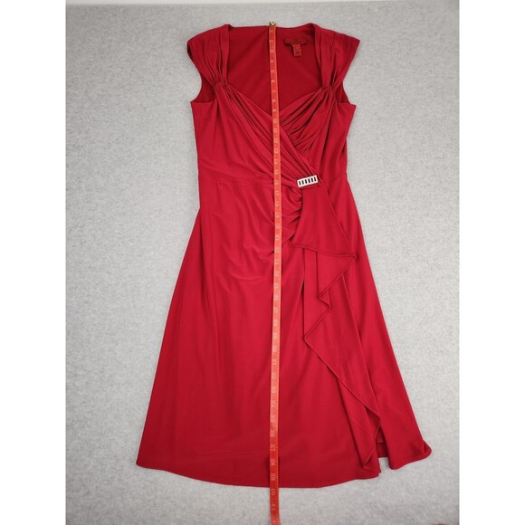 JS Collection Women's 8 Ruche Red Cocktail Dress Party Ruffles Pleated Fancy - Picture 8 of 16